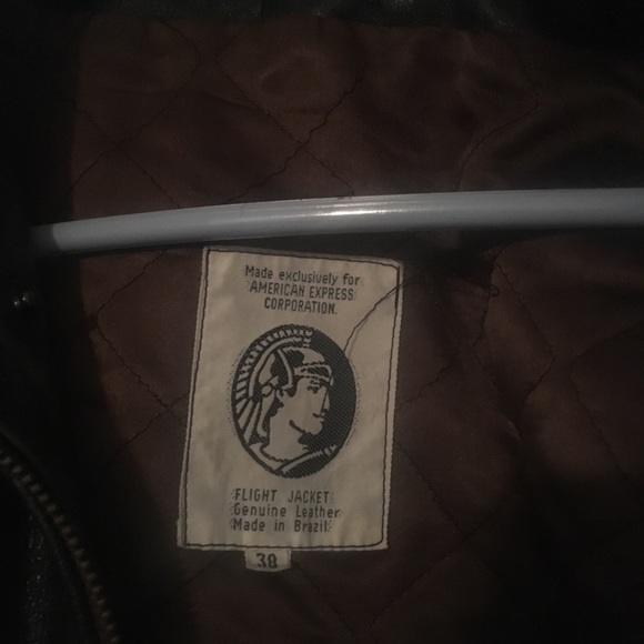 Men’s American Express Brown Leather Bomber - Picture 3 of 3